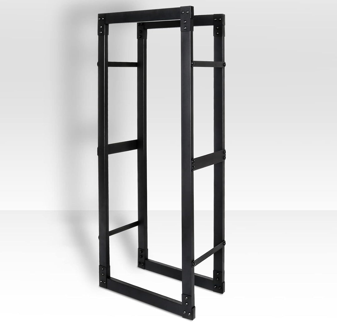 Randaco Kaminholzregal, Brennholzregal Aus Schwarzem Metall, Holzscheite Stapelhilfe für Innen, Feue