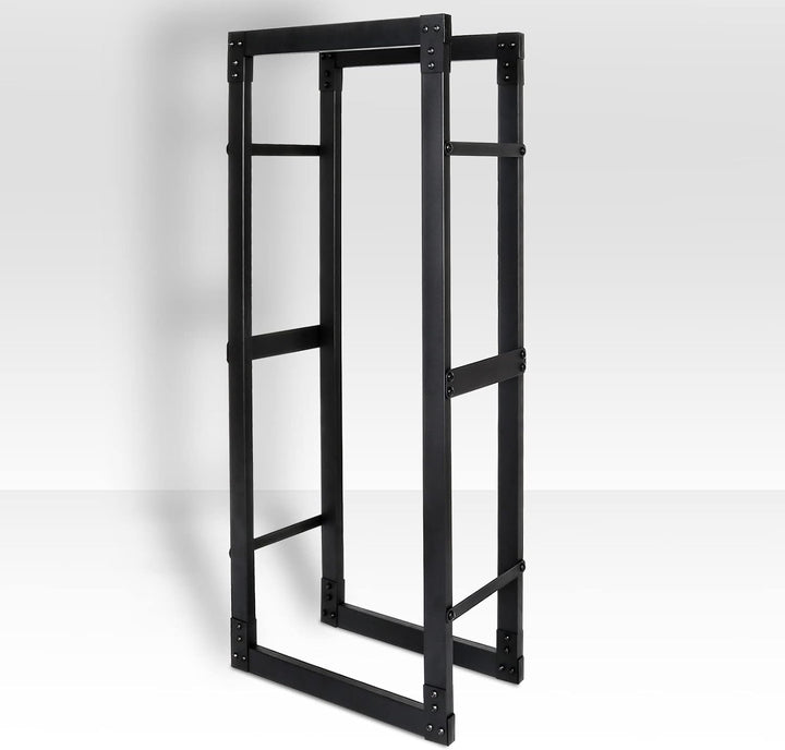 Randaco Kaminholzregal, Brennholzregal Aus Schwarzem Metall, Holzscheite Stapelhilfe für Innen, Feue