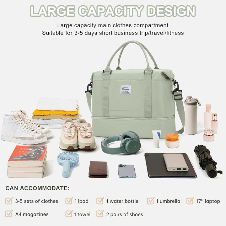 WEPLAN Reisetasche Damen Handgepäck Tasche Easyjet 45x36x20 für Flugzeug Tasche Weekender Damen Trav