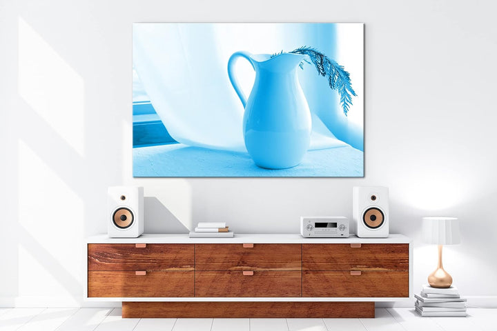 deyoli Stillleben einer weissen Vase Format 80x60 Effekt: Monocrome Blau als Leinwandbild, Motiv fer