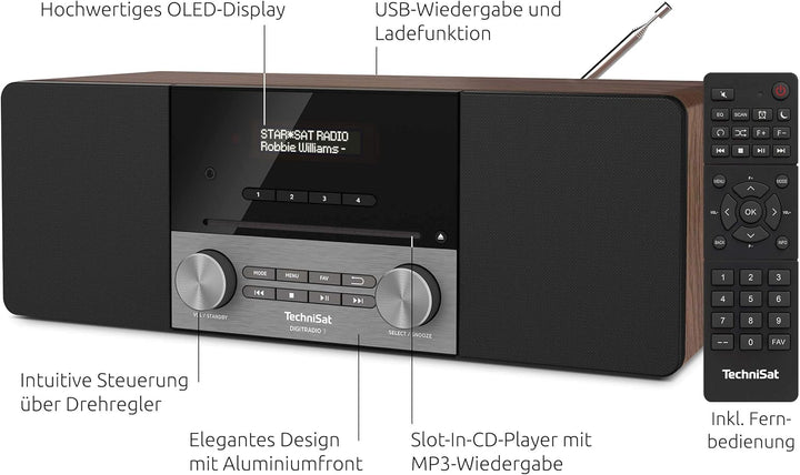 TechniSat DIGITRADIO 3 - Stereo DAB Radio Kompaktanlage (DAB+, UKW, CD-Player, Bluetooth, USB, Kopfh
