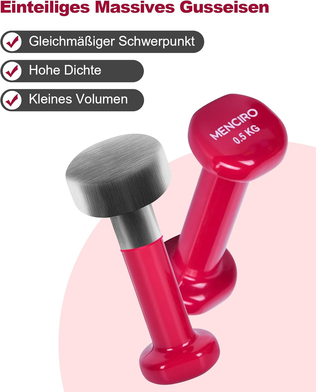 MENCIRO Hanteln 2er Set für Männer und Frauen, 1KG - 5KG Kurzhanteln Gewichte für Zuhause Fitnessstu