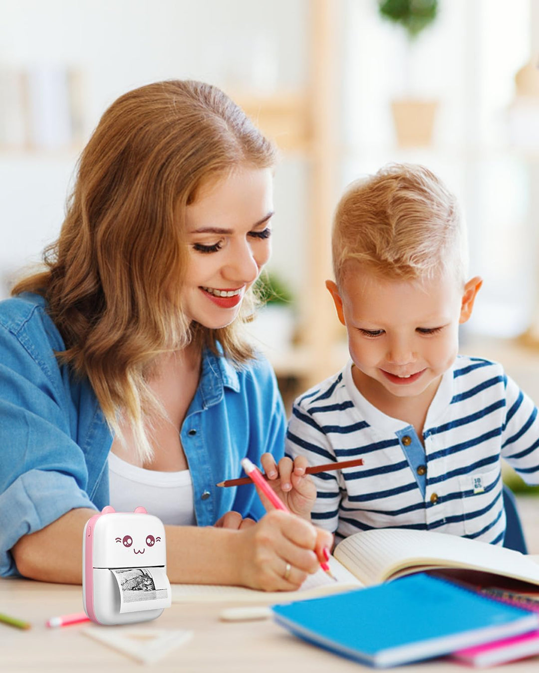 Zounin Mini Drucker, Tragbarer Fotodrucker, Smartphone Bluetooth Drucker (PINK), PINK