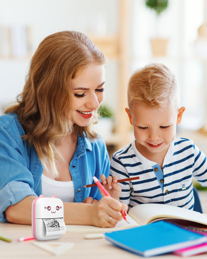 Zounin Mini Drucker, Tragbarer Fotodrucker, Smartphone Bluetooth Drucker (PINK), PINK