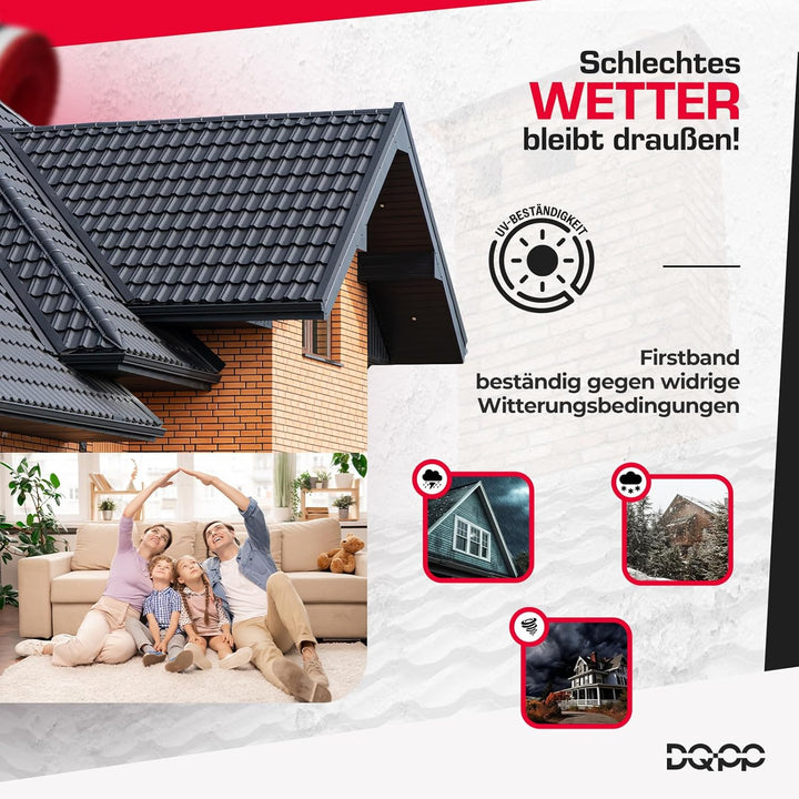 DQ-PP FIRSTBAND | Länge 5m | vRoll | Breite 390mm | Ziegelrot RAL 3011 |Aluminium PP Vlies | Selbstk