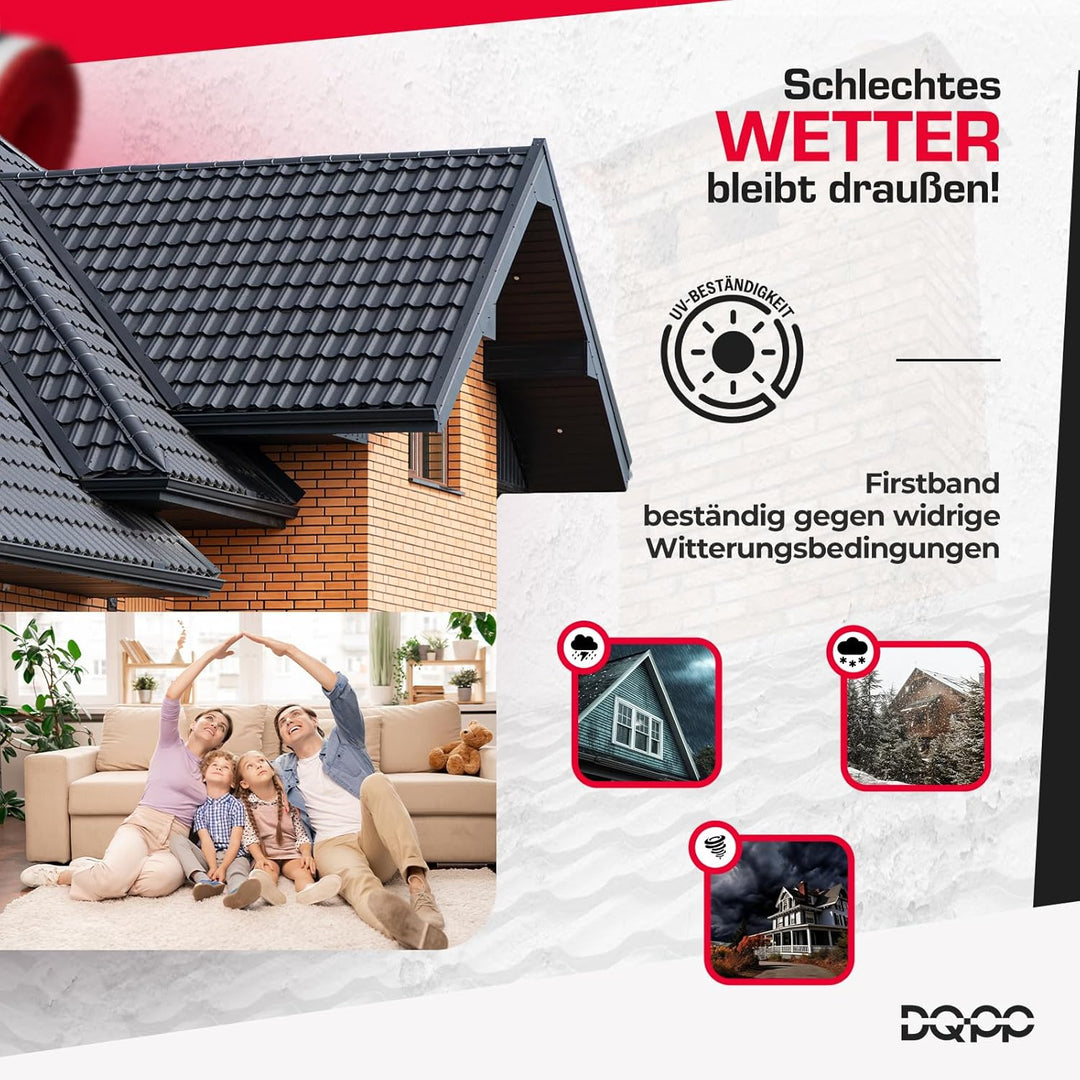 DQ-PP FIRSTBAND | Länge 5m | vRoll | Breite 390mm | Ziegelrot RAL 3011 |Aluminium PP Vlies | Selbstk