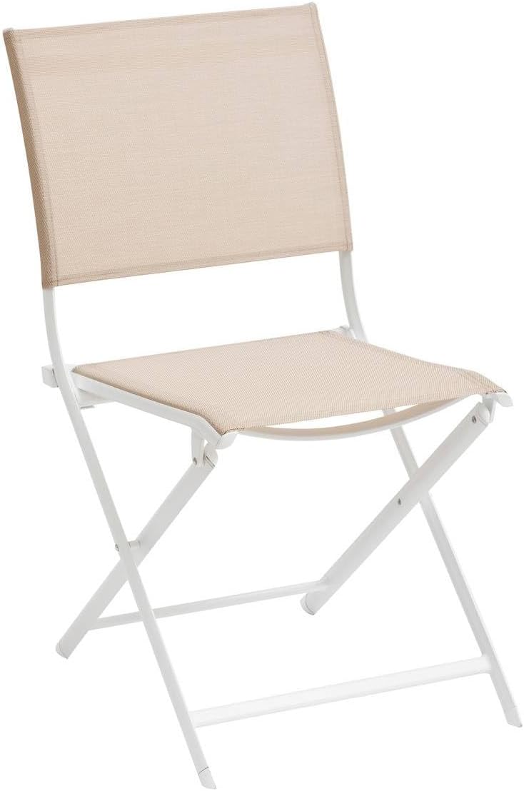Hespéride Satz von 4 gartenklappstühlen axant leinen & weiss aus epoxybehandeltem Aluminium
