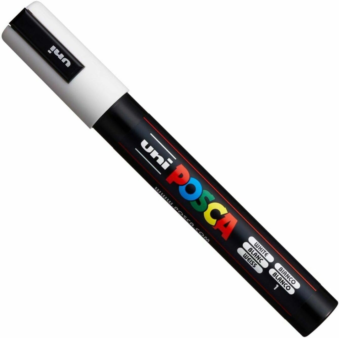 Uni Posca PC5M Filzstift M-Spitze 1,8 - 2,5 mm Strichbreite 12 Stück weiss, weiss