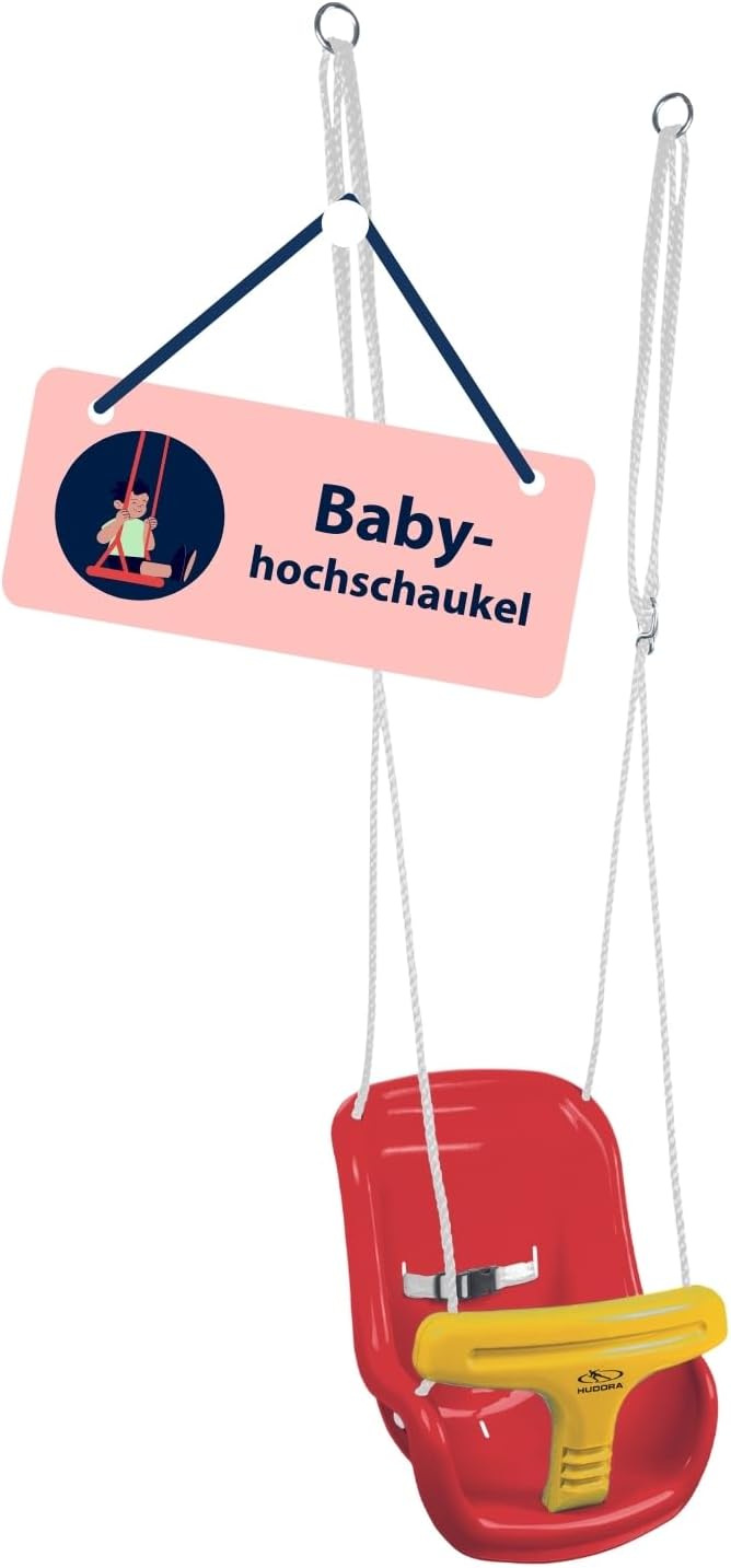 HUDORA Babyschaukel höhenverstellbar 120-180 cm in rot/gelb für den Garten I Baby Swing Outdoor I Ki