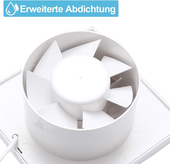 Randaco Badlüfter 100mm mit Nachlauf,Ventilator Abluft mit Rückstauklappe,Bad Lüfter für Badezimmer