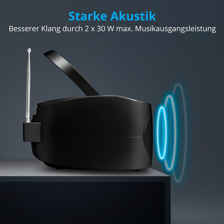 MEDION E65010 Stereoradio (CD-Player, Kassette, USB Anschluss, AUX Audioeingang, MP3-Widergabe. UKW