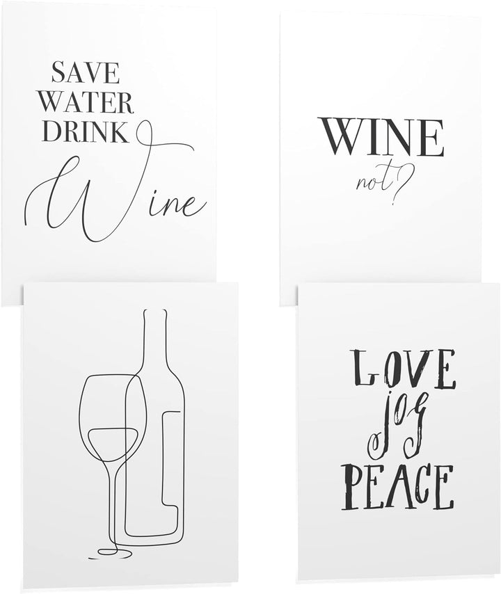 Papierschmiede® Premium Spruchposter Set 4er DIN A1, Motiv: Wine, Englisch Traube Vino, Typografie B