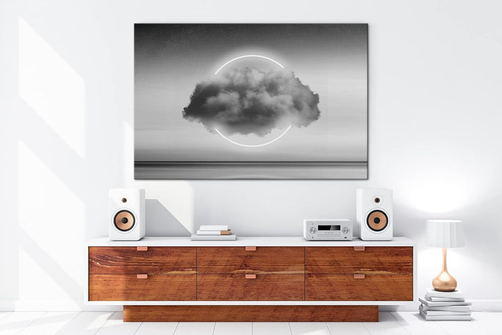 deyoli Kreis Wolken Logo Format: 80x60 Effekt: Schwarz&Weiss als Leinwandbild, Motiv fertig gerahmt