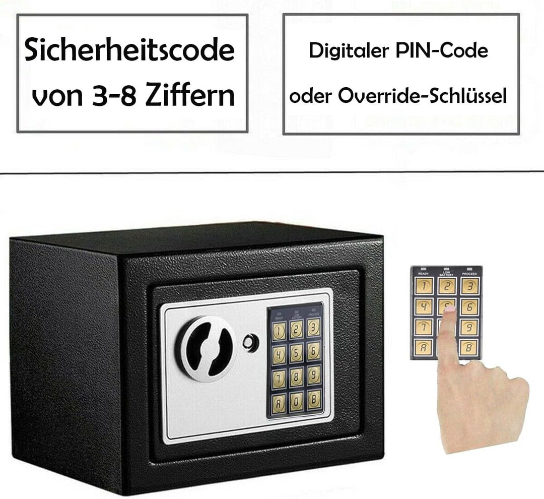 Tresor Safe Schlüsseltresor mit Schlüssel und Zahlenschloss - 31 x 20 x 20 cm, Wasserdichte Elektron