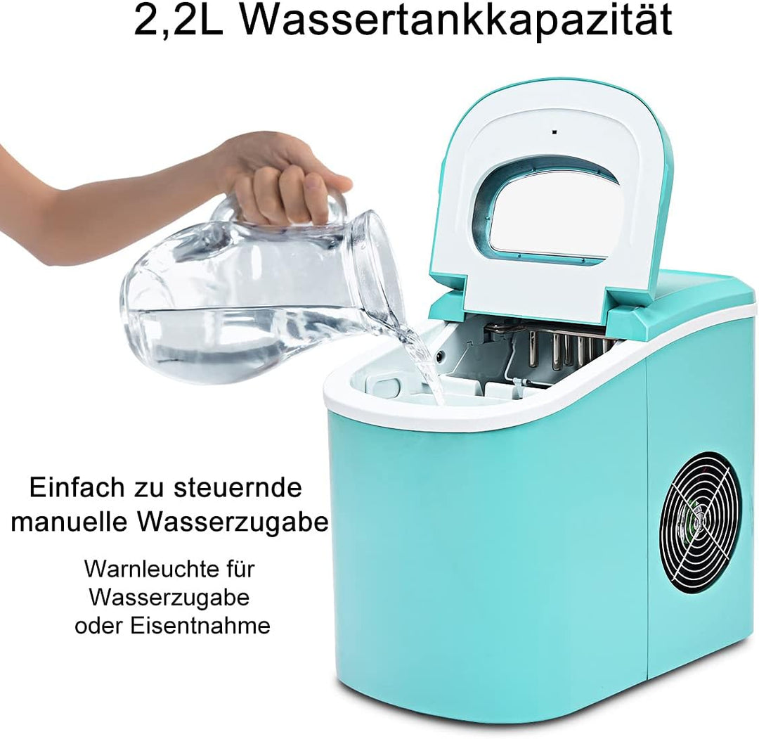COSTWAY Eiswürfelmaschine 12KG/24H, Ice Maker 9 Eiswürfel in 6-13min, Eismaschine 2,2L Wassertank, E