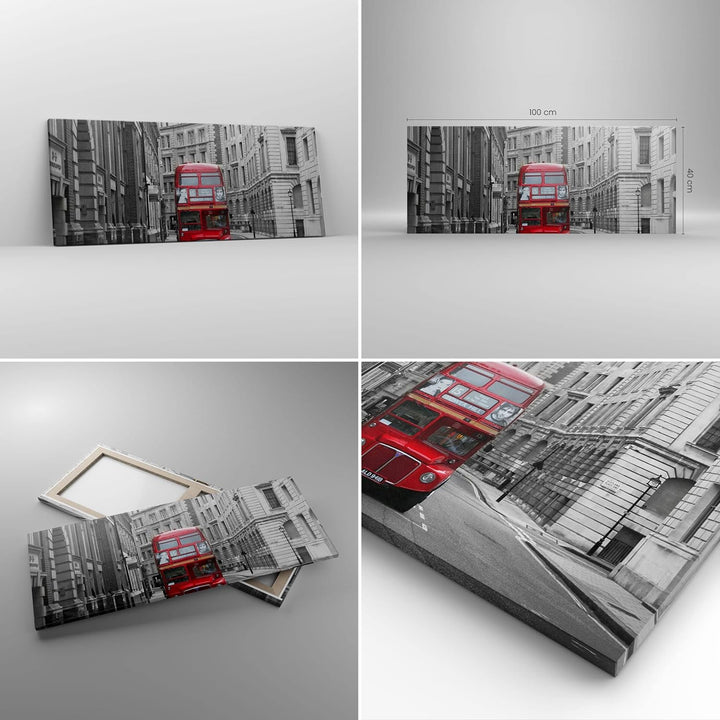 Panorama Bilder auf Leinwand 100x40cm Leinwandbild Bus england urlaub london Gross Wanddeko Bild Sch