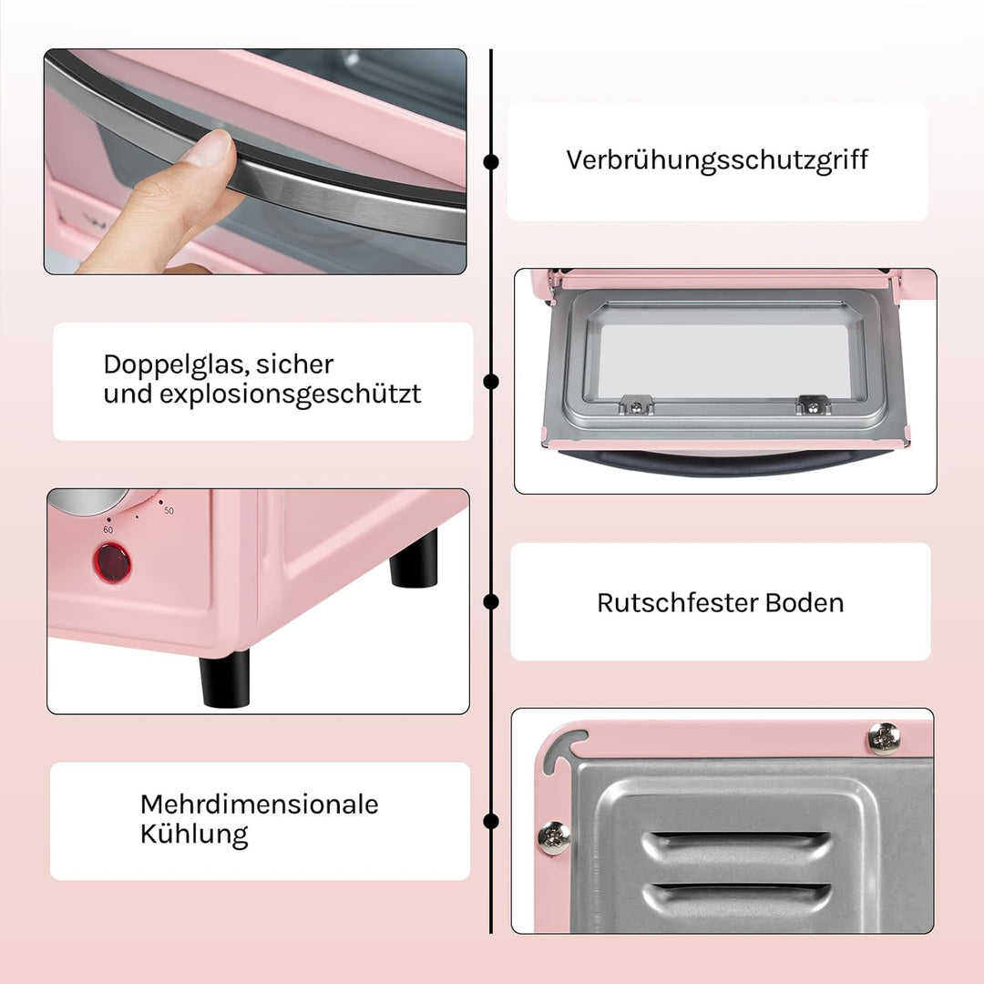 WOLTU Mini Backofen 12 Liter, 800 Watt Toasterofen | Pizzaofen | Krümelblech mit Timer Minibackofen