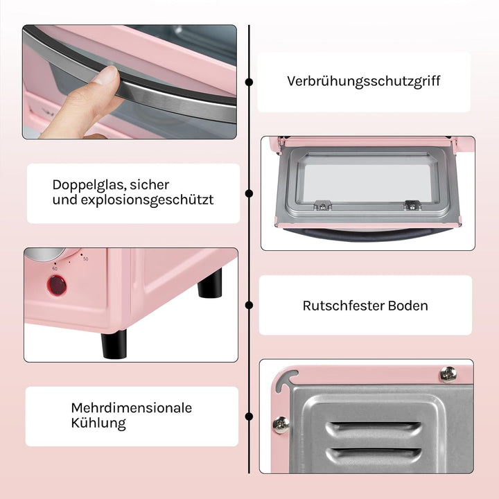 WOLTU Mini Backofen 12 Liter, 800 Watt Toasterofen | Pizzaofen | Krümelblech mit Timer Minibackofen