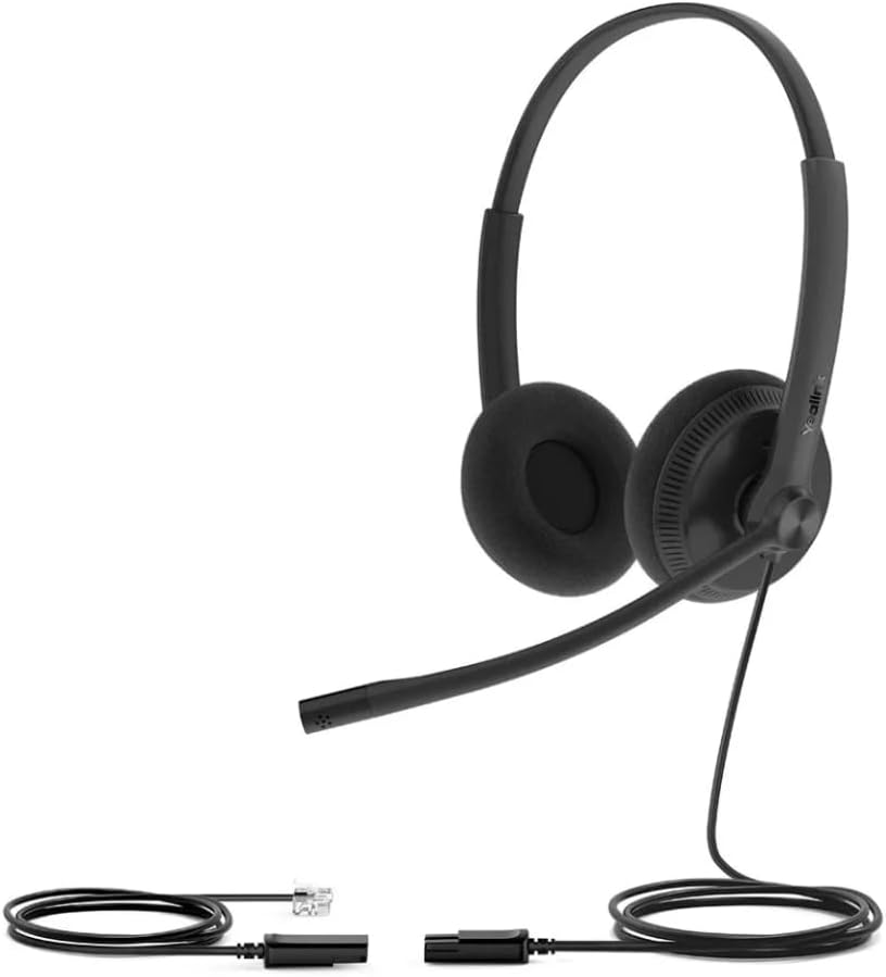 Yealink Headset YHS34 Lite Dual - Zwei Ohr Kopfhörer - mit RJ Anschlusskabel, YHS34 Lite Dual
