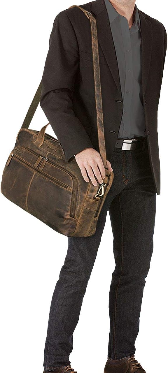 STILORD 'Lias' Echtleder Umhängetasche für Herren - Stilsicher ins nächste Meeting Mittel - Braun, M