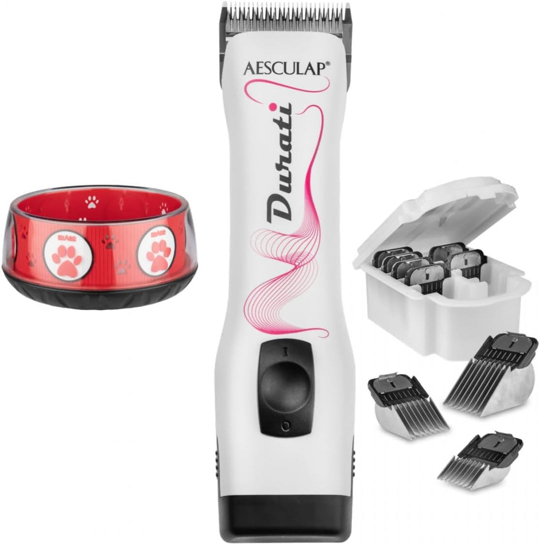 EHASO AESCULAP Profi Hundeschermaschine Set Durati Speed mit Scherk. 1,5 mm + Hundenapf + Aufschiebe