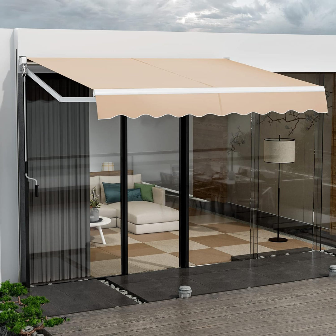 COSTWAY 2,5 x 2 m Gelenkarmmarkise Sonnenmarkise Balkonmarkise Terrassenmarkise Klemmmarkise mit UV-