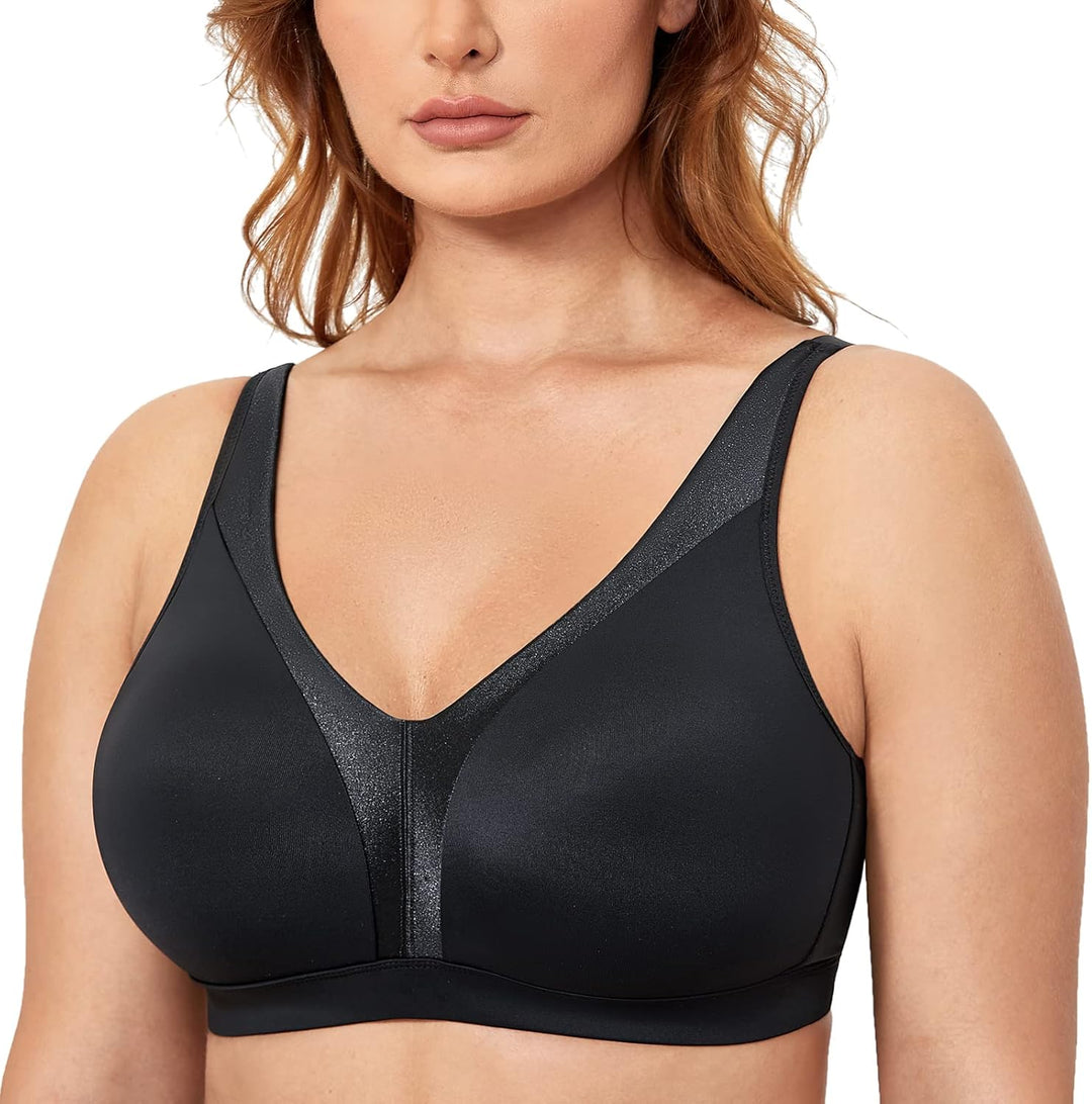 DELIMIRA Damen BH ohne Bügel Grosse Grössen Volle Abdeckung Glatter ohne Einlagen 100B Schwarz, 100B