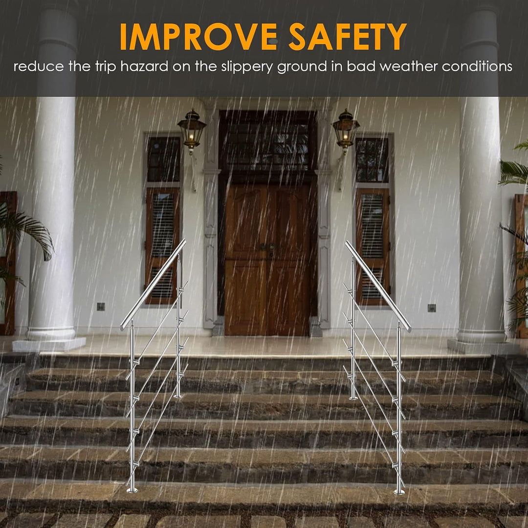 Lospitch Edelstahl-Handlauf Geländer für Balkon Brüstung Treppen mit/ohne Querstreben (100cm, 3 Quer