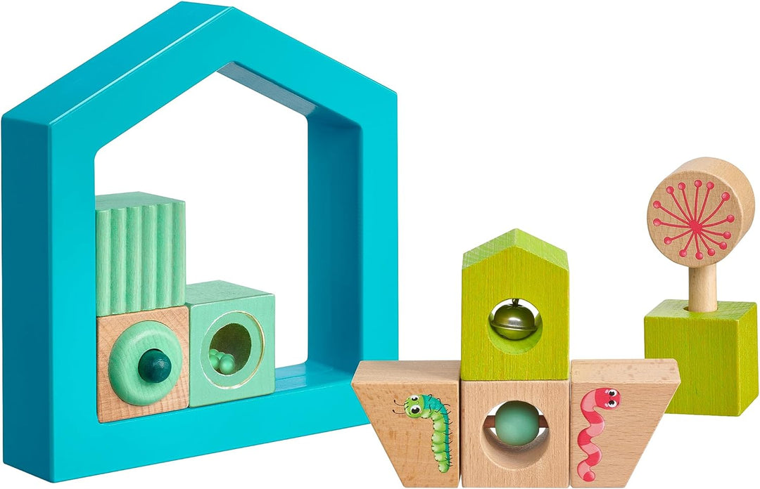 Selecta 62087 Tulips Garden, Entdeckersteine Insektenhotel, 11 Teile aus Holz, bunt