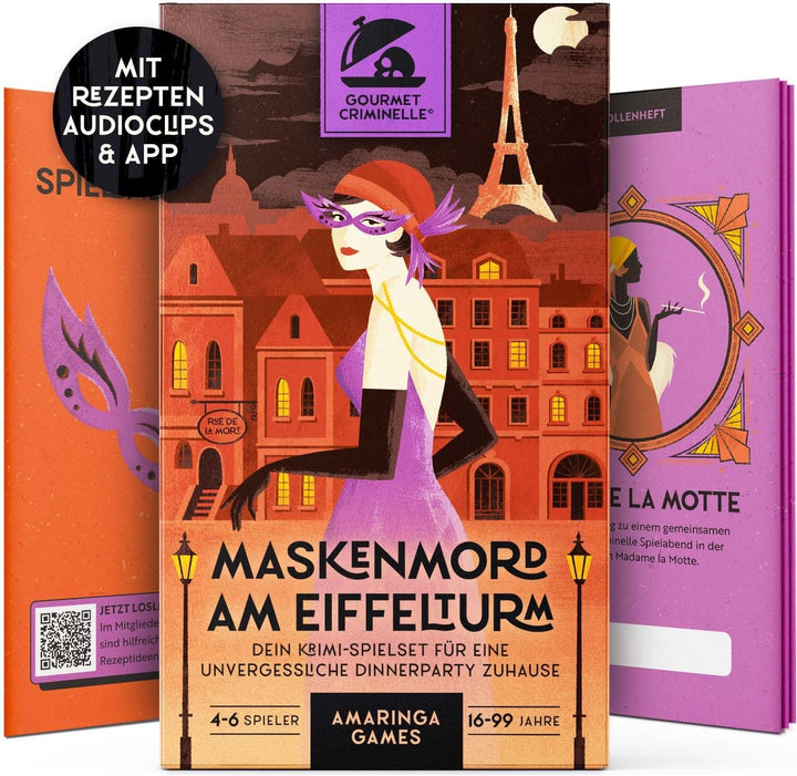 Gourmet Criminelle® Krimidinner für zuhause I 4-6 Personen I Mysteriöser Mordfall Maskenmord am Eiff