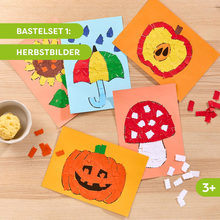 HABA Sachenmacher Bastelset Herbst für Kinder ab 3 Jahren – Kinder-Bastelsets mit Papier, Kleben & F
