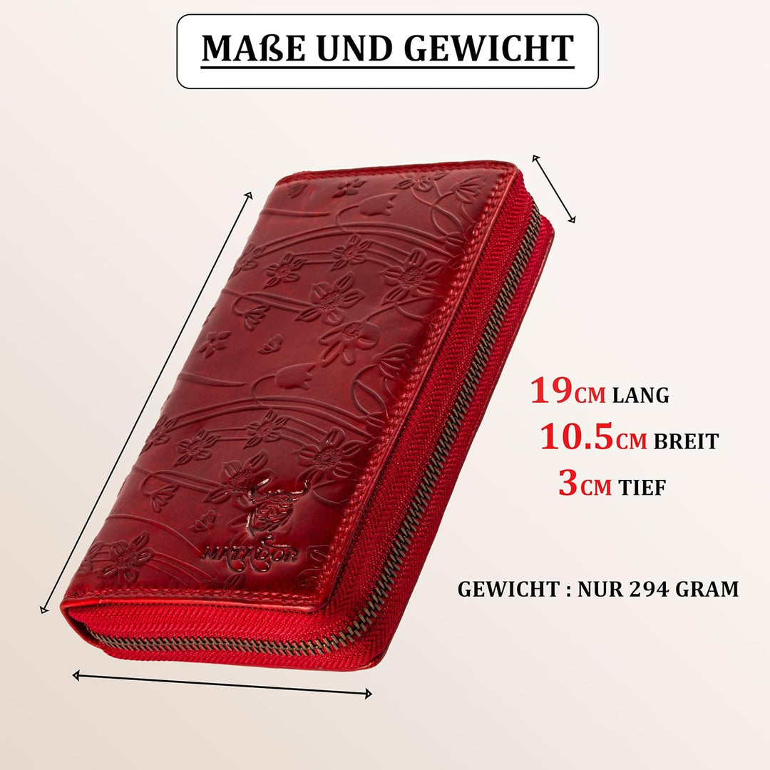 MATADOR XL Karten Portemonnaie Geldbeutel Damen Leder Gross #Cadiz mit edler Geschenk Box, Portmonee