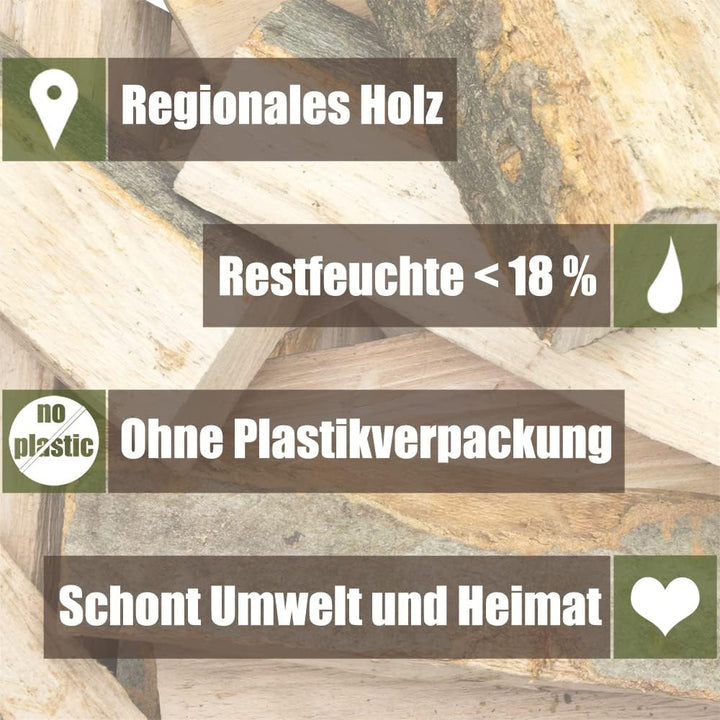 Buche Brennholz 33 cm Kaminholz 30, 60 oder 90kg für Kaminofen Lagerfeuer Feuerschale Ofen Grill Buc