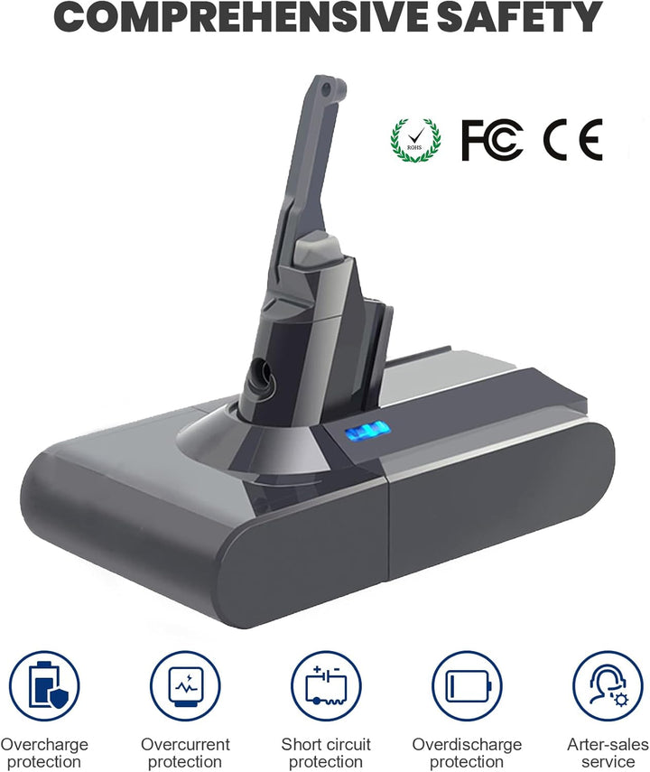 Verbesserter V8 8.0Ah Ersatzakku für Dyson V8 Akku für Dyson Absolute Animal Motorhead Fluffy SV10 A