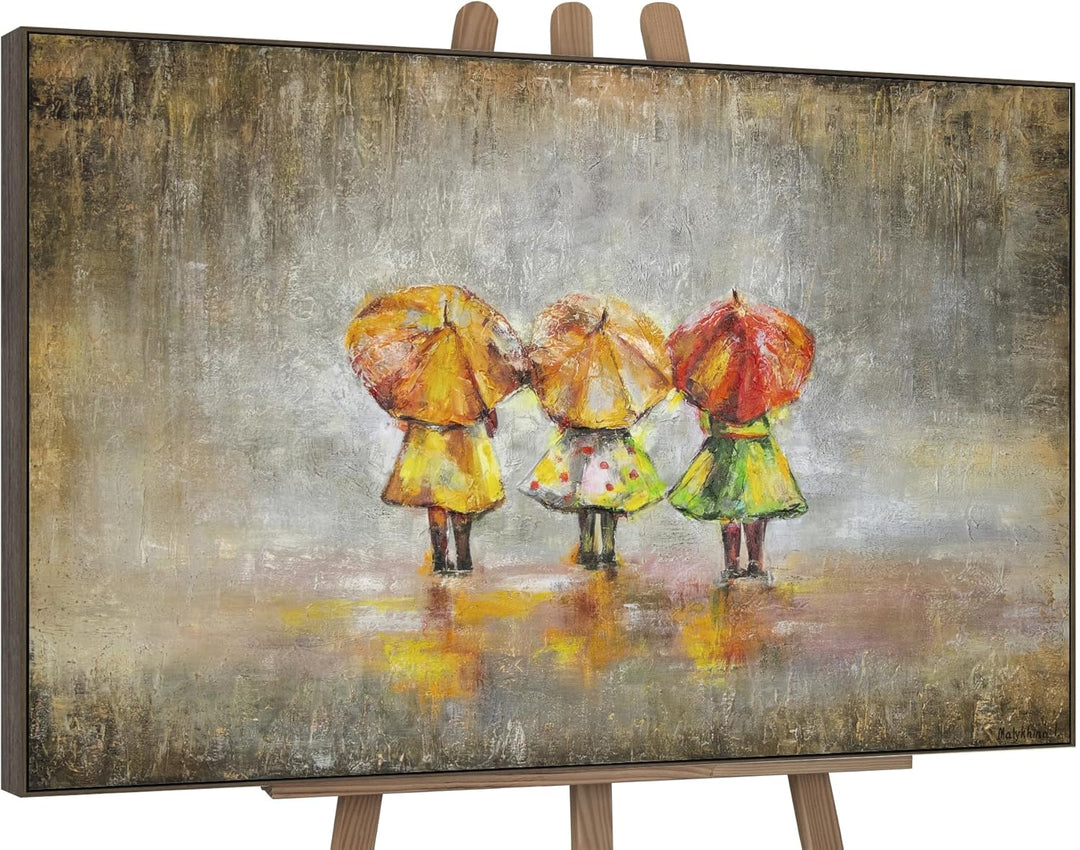 YS-Art XXL Abstrakt Acryl Gemälde auf Leinwand Sommerregen handgemalt Wandbilder Wohnzimmer modernes