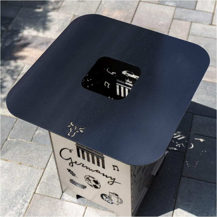 tuning-art FK03 Feuertonne Grill-Set | Feuerkorb Steckbar + Feuerplatte | Grillplatte, Grösse:Herz +