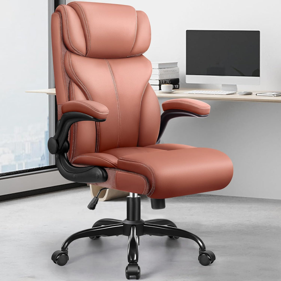 FelixKing Bürostuhl, Schreibtischstuhl Ergonomisch, Grosser und hoher Chefsessel Leder, Wippfunktion