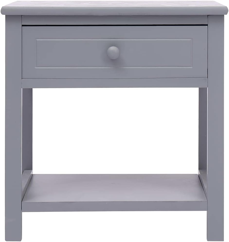 FIRBNUS Bedside Table Nachtkonsole Night Stand Nachttische 2er Set Grau 40x29x42 cm Paulownia Holz B