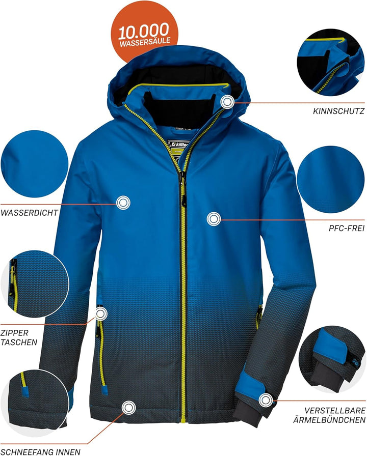 Killtec Jungen Ksw 177 Bys Ski Jckt Skijacke ist wasserdicht/Funktionsjacke mit Kapuze und Schneefan