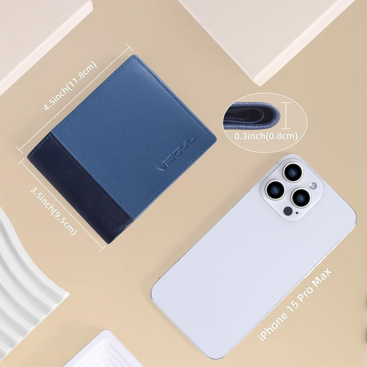 VISOUL Echt Leder Geldbörse Herren mit RFID Schutz Portemonnaie Gross mit Münzfach 8 Fächer Echtlede