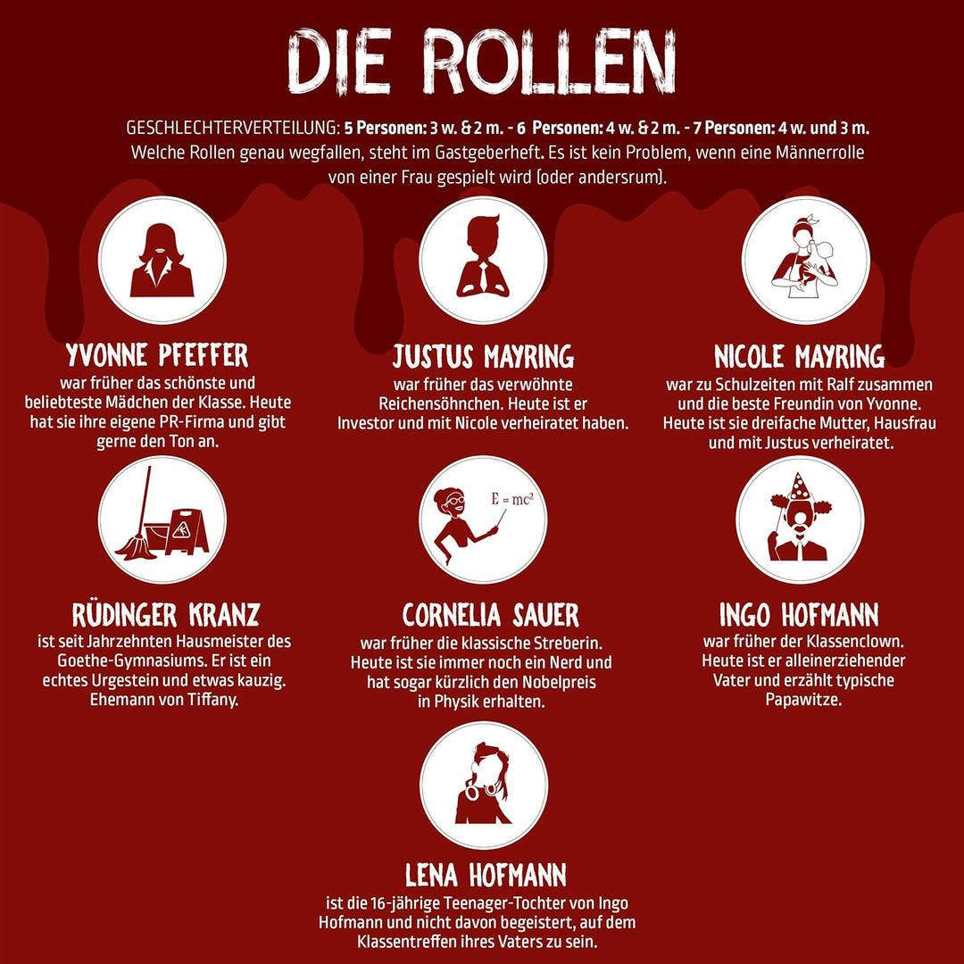 MORD bei Tisch Krimidinner für Zuhause - 5 bis 7 Personen - Der Klassentreffen Fall - Das Krimi Spie