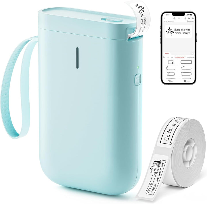 NIIMBOT D11 Etikettendrucker Tragbarer Aufkleberdrucker, Wireless-Technologie und 1 Rolle Starter-Et
