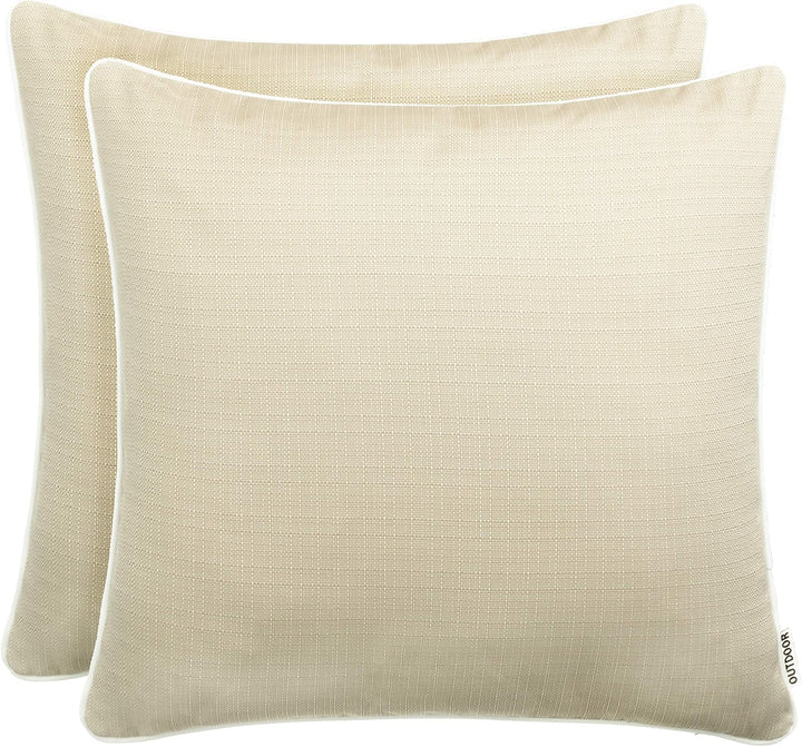 2er Set Outdoor Kissen 45x45 cm – Wetterfeste Zierkissen mit Paspel in Walzoptik – Wasserabweisende