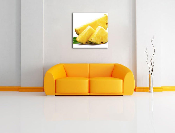 Saftige Ananasscheiben, Format: 70x70 auf Leinwand, XXL riesige Bilder fertig gerahmt mit Keilrahmen