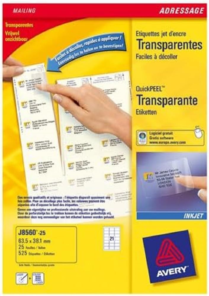 Avery J8167-40 Etiketten für Tintenstrahldrucker 199,6 x 289,1 mm 40 Stück Weiss