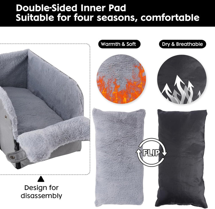 Arkyomi Hunde autositz,Mittelkonsole für Hunde Katzen,kleine Stabiler hundeautositz mit Gurt,Abnehmb