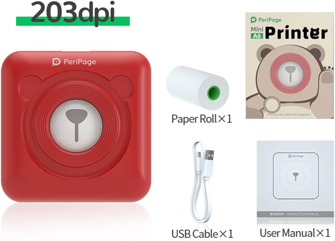 Bisofice PeriPage Mini-Drucker, Handy-Drucker, Mini-Tasche, Thermodrucker, kabellos, BT-Bild, Foto-E