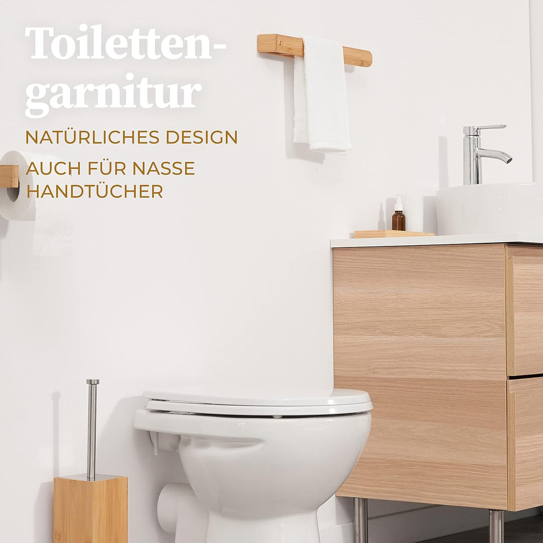 Hennez Handtuchhalter ohne Bohren - Handtuchhalter Bad aus Bambus - Selbstklebende Handtuchhalter mi