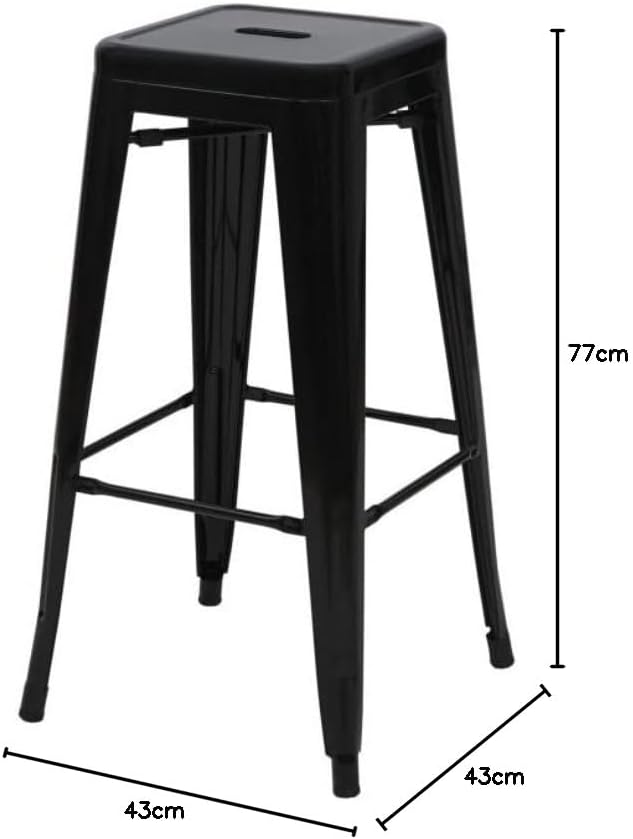 Mendler Barhocker HWC-A73, Barstuhl Tresenhocker, Metall Industriedesign stapelbar - schwarz, Schwar