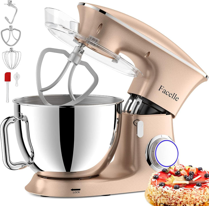 Küchenmaschine, Facelle 8,5 L Teigknetmaschine, 6+1 Geschwindigkeit Teigmaschine,1500W Rührmaschine